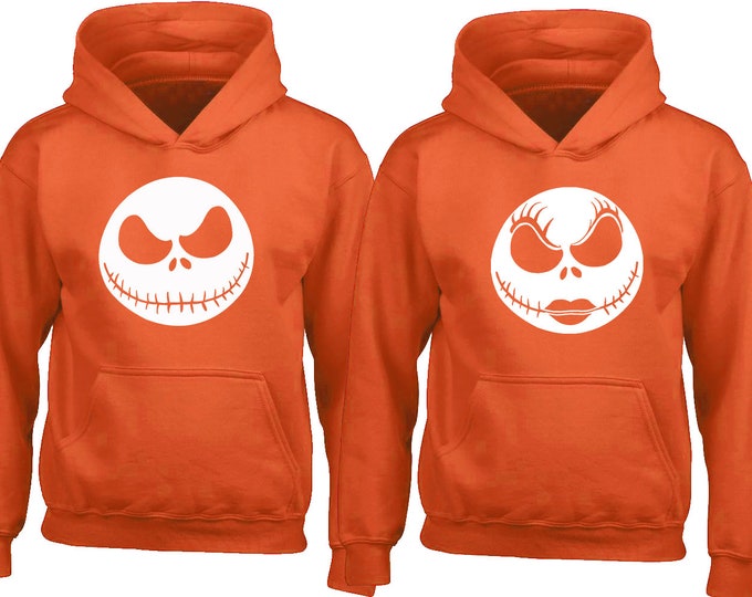 Halloween Couple HOODIE JACK SALLY White Face Halloween Party Sweatshirt Hooded Create Your Couple