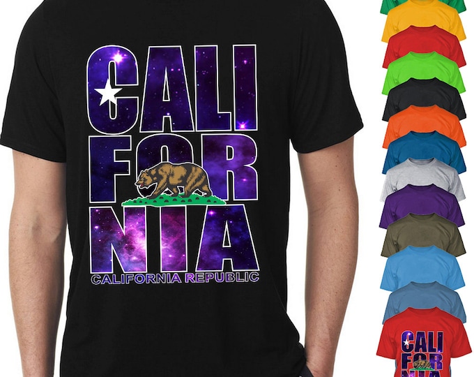 CALIFORNIA REPUBLIC Galaxy Tshirt California Bear Galaxy Design Tee Shirt Golden State California Flag T-shirt Print California Shirt