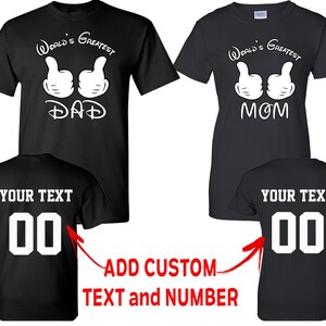 Las mejores camisetas de pareja de PAPÁS y MAMÁ del mundo que combinan juntos desde la parte posterior, la fecha, los números, la parte delantera y la trasera. Camisetas de pareja a juego