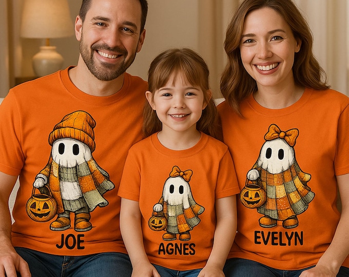 Custom Name Halloween Ghost Shirt or Sweatshirt | Men, Women, Youth, Toddler, Family Matching Tees & Crewnecks | Personalized Fall Outfit