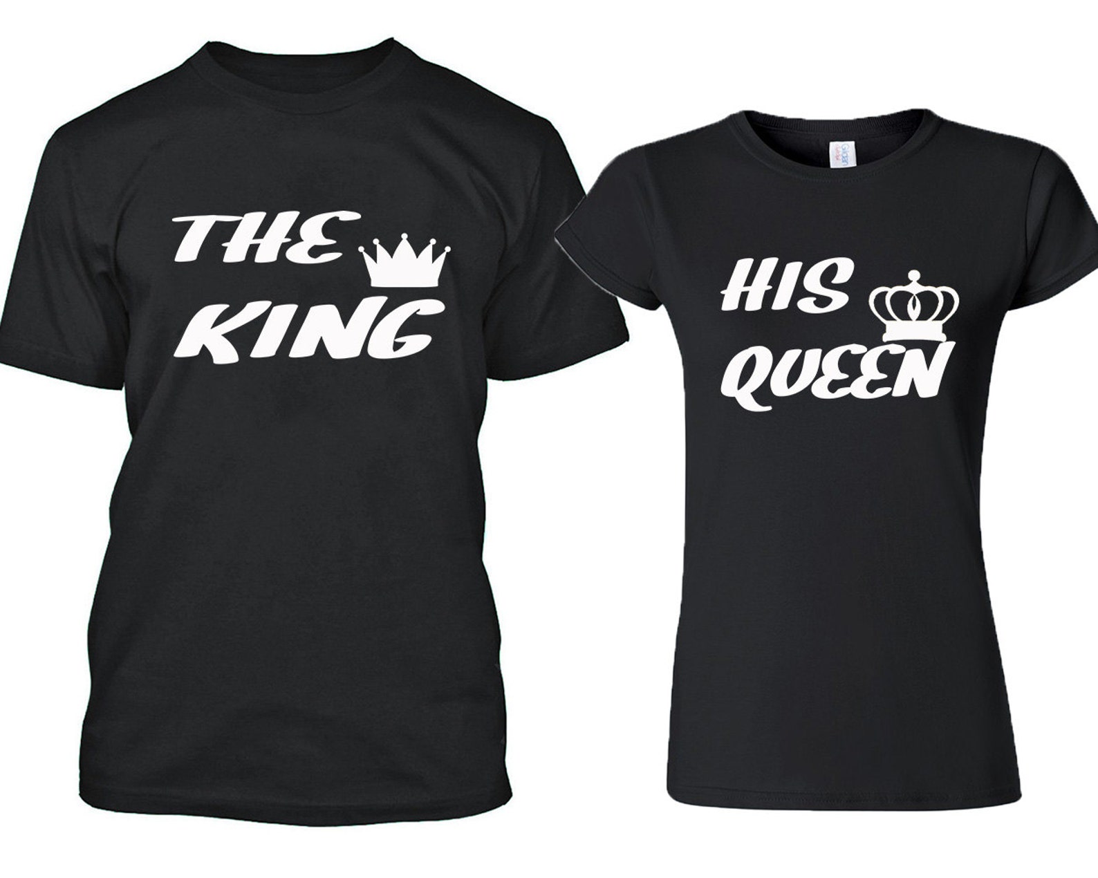 Handmade THE King His Queen Couple TSHIRT WHITE Design - Etsy