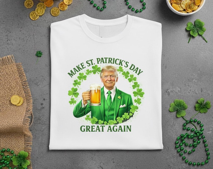 Trump St Patrick's Day Sweatshirt - Funny Irish Beer Mug Hoodie - MAGA St Paddys Day Gift - Make St Patrick's Day Great Again Apparel