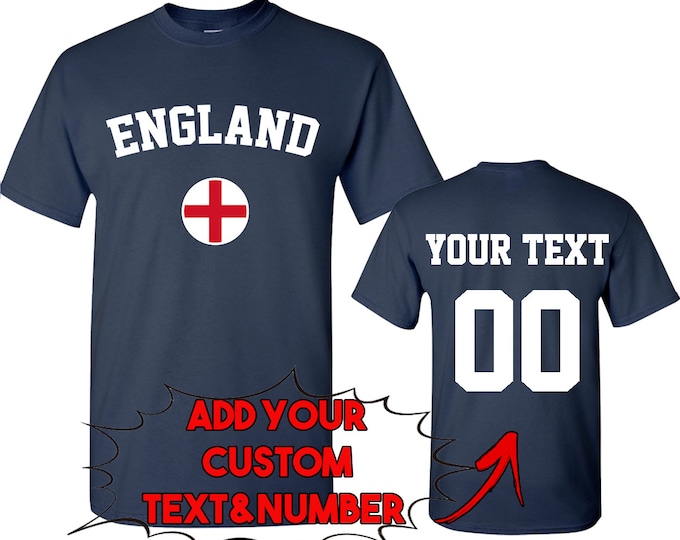 ENGLAND World Cup Unisex TSHIRT Jersey Custom Text Number England Flag Tee Shirt FIFA World Cup Shirt Jersey