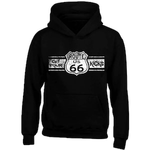WHITE Route 66 HOODIE Sweatshirt Route Us 66 Get Your Kick Hood Sweatshirt Sweater