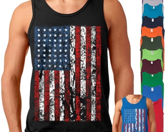 Amerikaanse vlag verdrietig TANK TOP patriottische gescheurde Vintage USA vlag mannen Tee shirt Amerikaanse vlag mens Tee Tank Top 4 juli Memorial