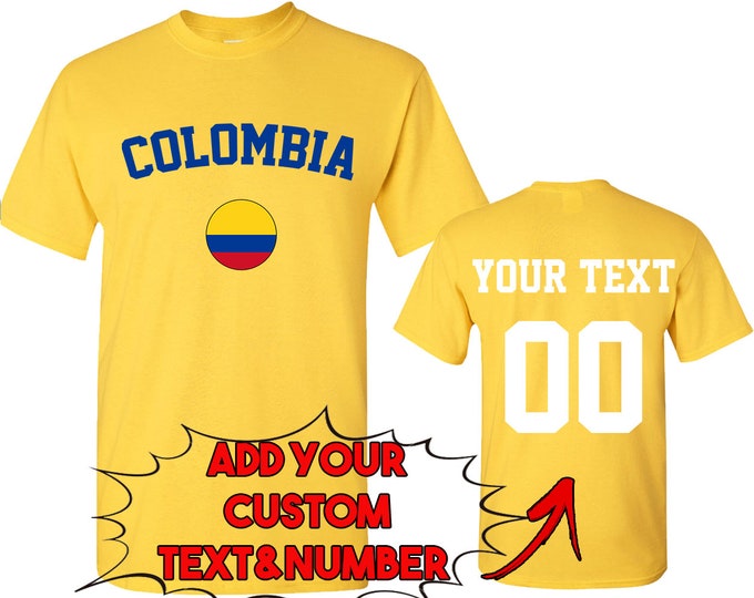 COLOMBIA World Cup Unisex TSHIRT Jersey Custom Text Number Colombia Flag Tee Shirt FIFA World Cup Shirt Jersey