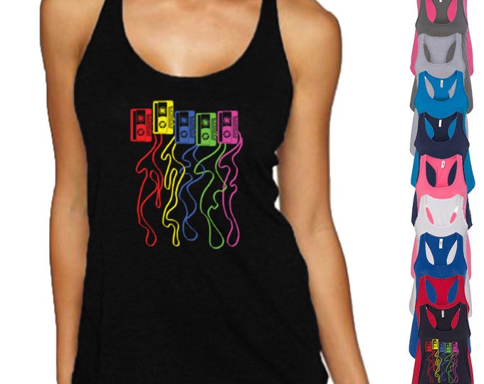 Cassette WOMENS TANK TOP Colorful Nostalgia Cassette Type Funny Tank Top