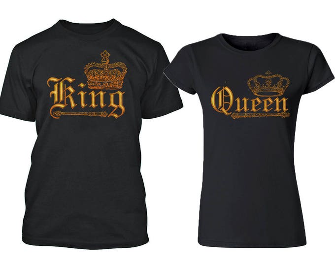 WILD King Queen GOLD Couple Shirts Matching Tees Love Matching T Shirts His and Hers New Design Couple Shirts Boyfriend Girlfriend Tees