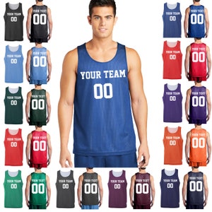 Customized Basketball Tank Top Adult Basketball Jersey Personalized Team Shirt Custom Jersey Name and Number Mesh Reversible Jersey Tank