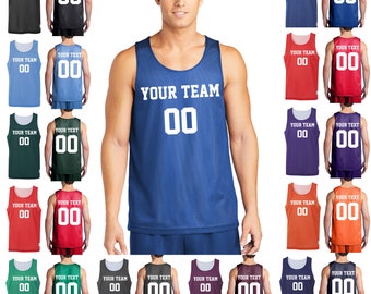 Customized Basketball Tank Top Adult Basketball Jersey Personalized Team Shirt Custom Jersey Name and Number Mesh Reversible Jersey Tank