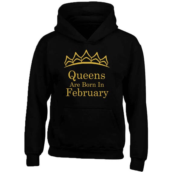 Felpa Queens Con Sono Cappuccio Etsy Diadema Febbraio Nati In UZn7B