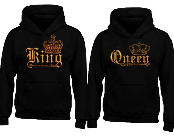 WILD King Queen GOLD Soul Mate Couple HOODIE sweaters Cartoon- Funny Couple Hoodies Couple Sweatshirts Matching Couple Hoodie Sweater