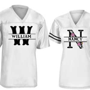 Custom Wedding Jersey – Personalized Bride, Groom, Bridesmaid, Groomsman – Monogram Front, Name Number on Back Football Wedding Party Jersey