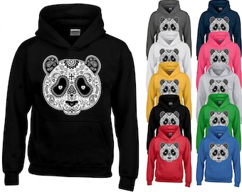 PANDA Sugar SKULL Day of the Dead HOODIE funny Mexican Gothic Hoodie Sweatshirt