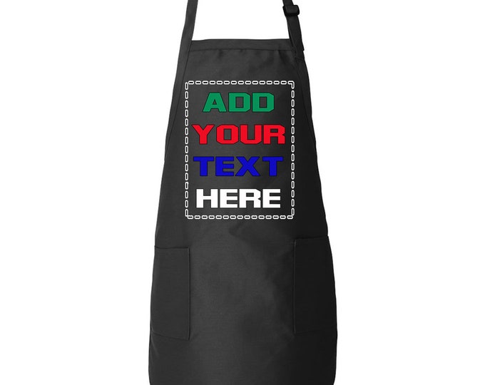 Personalized Aprons for Women  Men Chef Apron  ADD Your Text Number  Custom Apron with Pockets