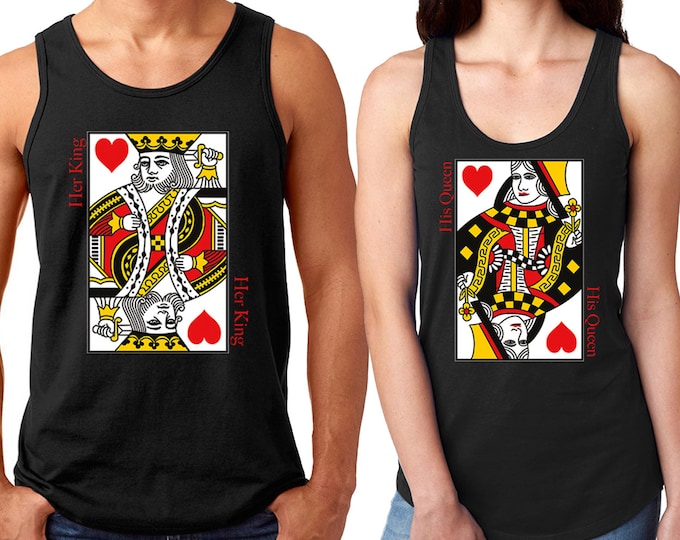 King Queen Playing CARDS Couple TANK TOP King and Queen Poker Cards Valentines Day Funny Couple Matching Tee Tank Tops
