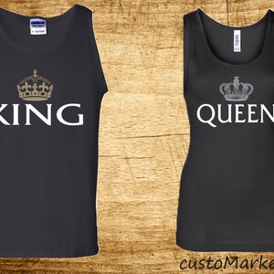 King Queen - Couple Tank - Couple Tank Top -Tshirts - Black Couple Tank Tops Matching Couple