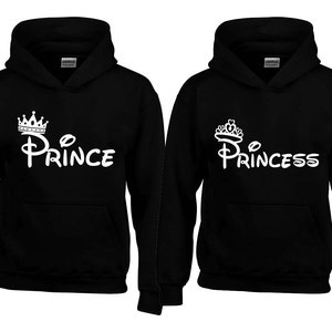 Prince Princess FASHION Couple HOODIE Sweatshirt Prince Princess Best Couple Hoodie Sweatshirt (BLACKsBLACK)