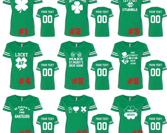 Customized St Patrick's Day Tees LADY Cotton Jersey Irish Drinking Clover Shamrock St Paddy's Party Tee Shirts Name Number Personalized Tee