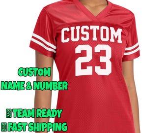 Camisa de futebol personalizada com nome e número, camisa para o dia do jogo, presente para torcedor do time, camisa de malha unissex, presente para o pai, uniforme juvenil do time