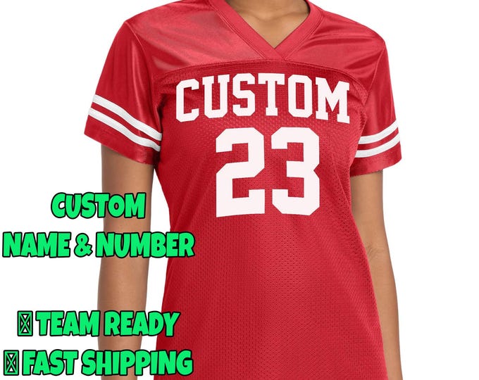 Custom Football Jersey Personalized Name & Number, Game Day Shirt, Team Fan Gift, Unisex Mesh Jersey, Dad Gift, Youth Team Uniform