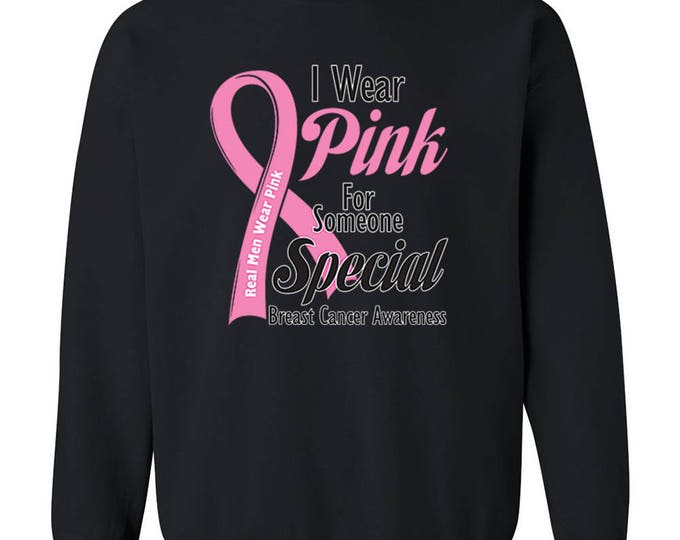 Real Men Wear PINK CREWNECK Support Breast Cancer Sweatshirt Crewneck Wear Pink Sweater