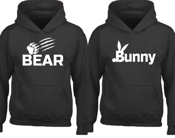 BEAR BUNNY Couple Matching HOODIE Valentines Day Couple Love Matching Sweatshirt