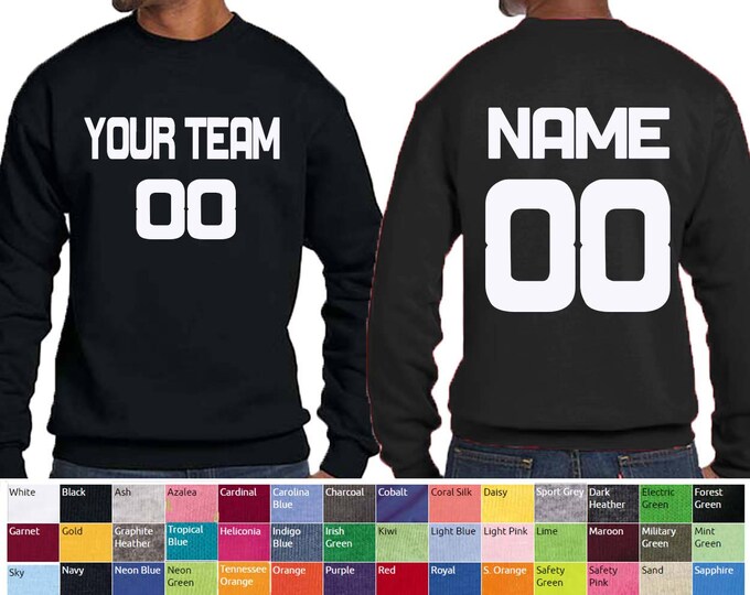 Customized Team Number CREWNECK UNISEX Personalize Name Number Text Custom Sweatshirt RND