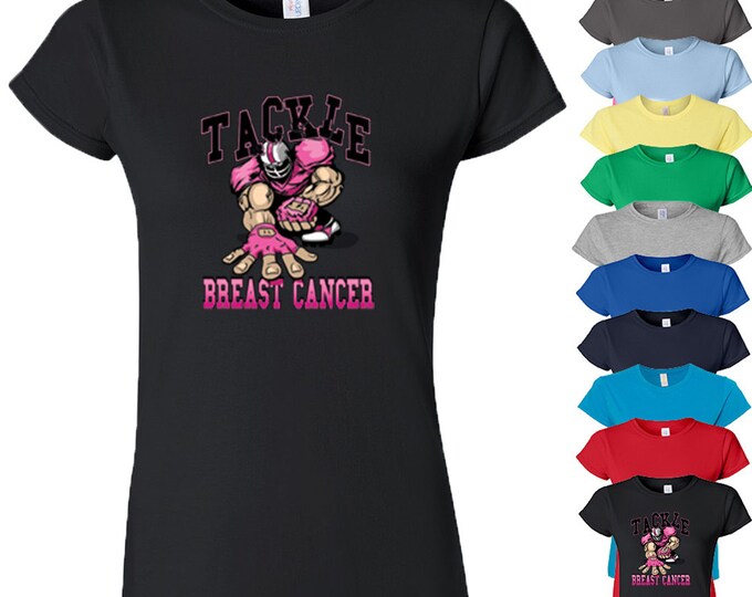 TACKLE CANCER TSHIRT Wear Pink Breast Cancer Tee Shirt Survivor Tee Football Player T-Shirt