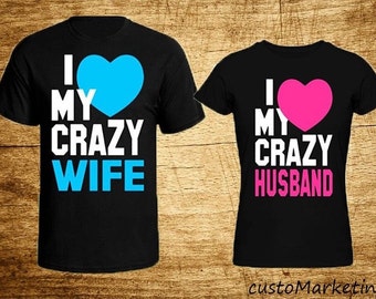 Conjunto de camisetas para parejas: camisetas de marido y mujer locos