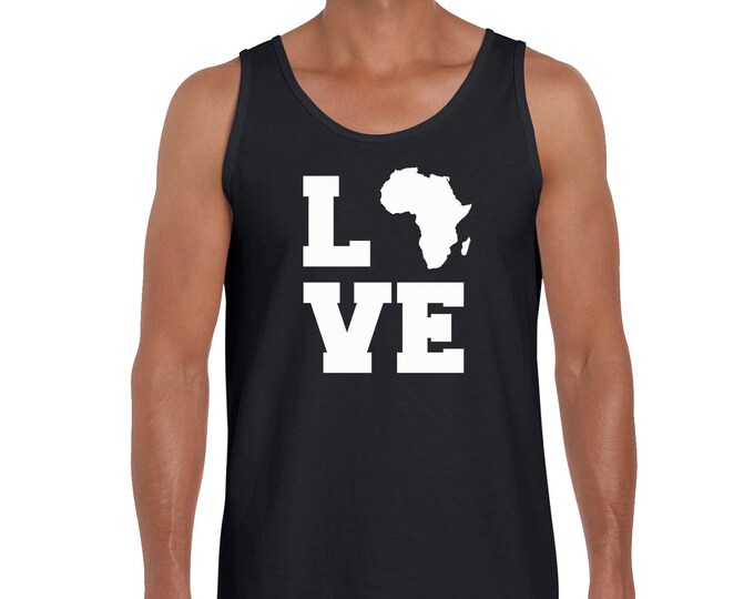 Black Power LOVE Man TANK TOP Africa Map Civil Rights Tee Tank Top