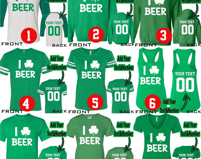 I Love BEER LETTERS St Patrick's Day Tees Beer Drinking Party Clover Shamrock St Pattys Day Shirt