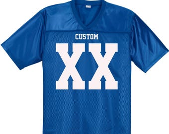 CAMISETA DE FÚTBOL PERSONALIZADA DE MALLA Camiseta de fútbol personalizada Camiseta de equipo de fútbol para adultos Camiseta para hombre Crea tu propia camiseta Nombre y número Cuello en V Frente grande