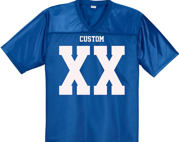 Customized Football JERSEY MESH Personalized Football Jersey Team Adult Mens Jersey Make Your Own Jersey Name and Number Vneck Big FRONT