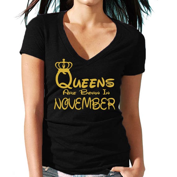 Queens Are Born In OCTOBER TSHIRT Lady Tee Shirt Birthday Tshirt Tiara GOLD