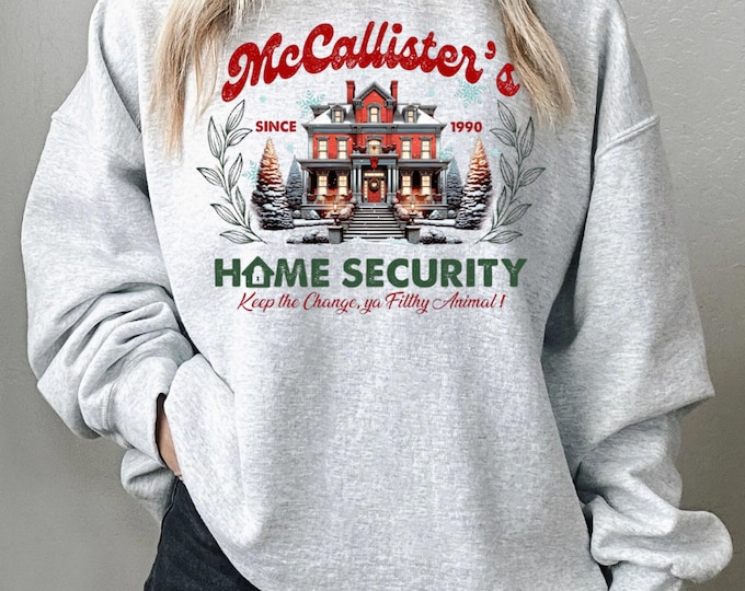 Unisex Christmas Shirt – McCallister’s Home Security – Retro Holiday Tee or Crewneck