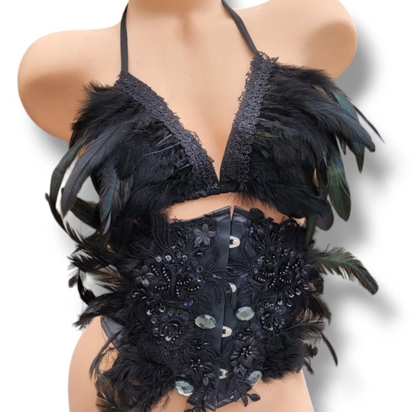 PEARL FEATHER CORSET TOP