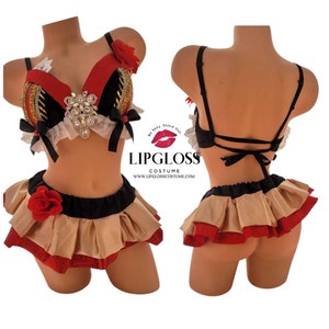 Queen Of Heart Costume, Rave Wear, Rave Outfit, Wonderland, Alice in Wonderland, Women Adult Fantasy Costume, Red Queen