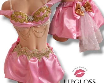 Pink Gold Jasmine, Sexy Cute Rave Costume, Jasmine Princess, Cosplay Costume, Themewear, Custom Rave costume