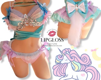 Sexy Pastel Unicorn, Rainbow Unicorn, Sexy Unicorn Costume, Women Halloween Costume, Women Rave outfit, EDC Outfit