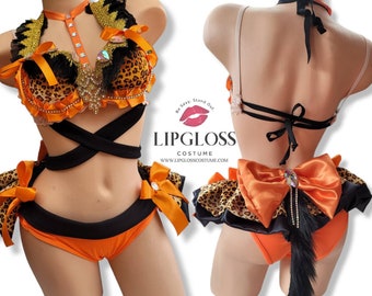 Sexy Carnival Circus Tiger Costume, Animal Print, Women&#39;s Halloween Costume, Sexy Adult Cheetah, Dance Costume, Rave Costume, Electric Zoo