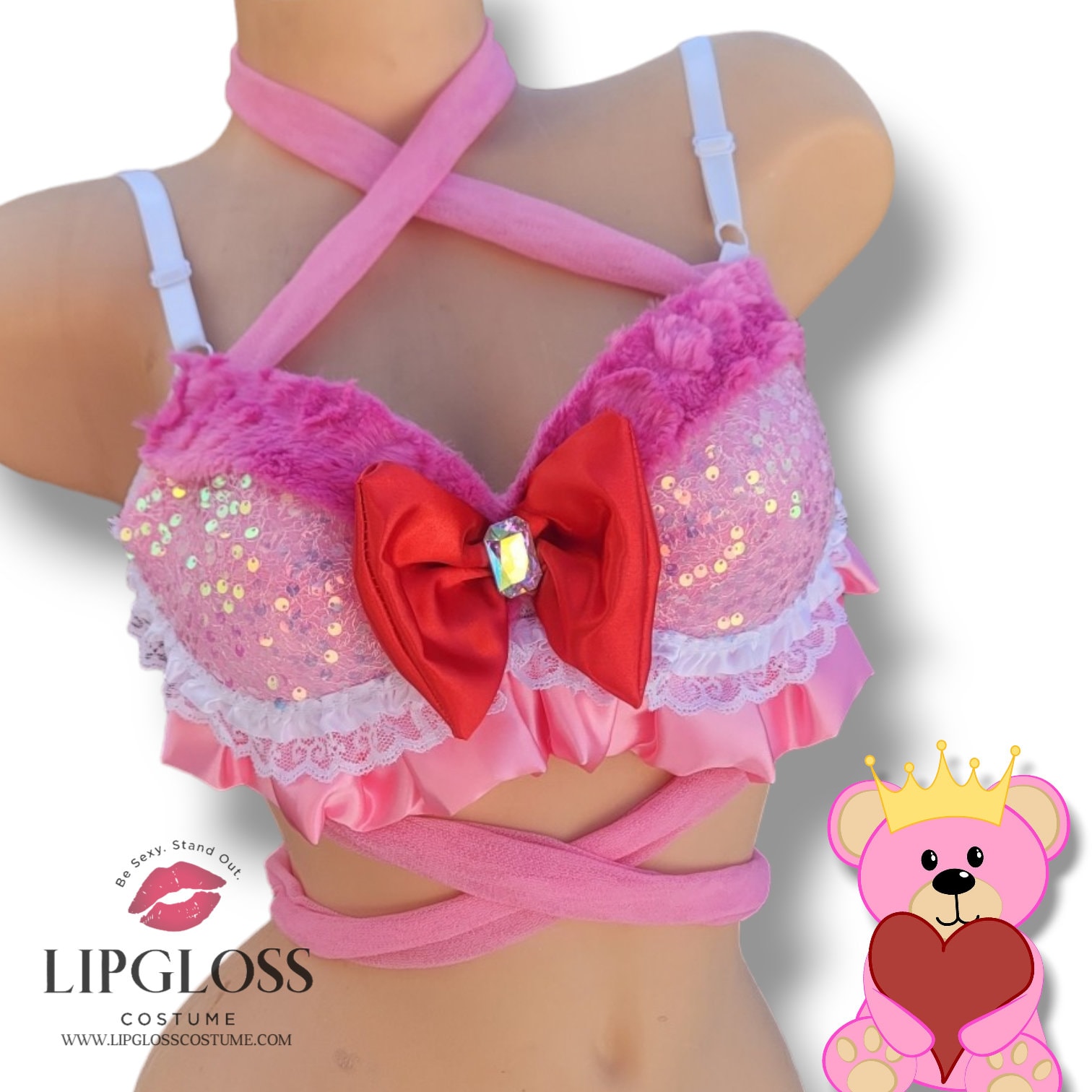 sexy bear lingerie Sexy Lingerie Set with Bear Pattern Furry Bra and Thong for Fun main image 1