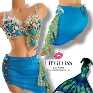 Green Blue Sea Mermaid, Sea Queen, Mermaid Costume, Sexy Mermaid Costume, Rave Costume, Halloween, Adult Women Costume