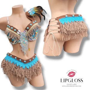 The Sexy Tribal Beauty, Pocahontas inspired Adult Woman Costume, Cherokee Bohemian, Free Spirit, Hippy Boho, Festival Clothes, Stage Costume