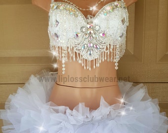 Silver White Winter Wonderland Rave Bra Ice Princess Snow - Etsy