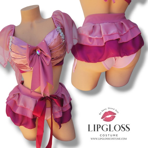 Sexy Pink Burgundy Ombre Yule Ball Outfit, Birthday Outfit, Woman's  Costume, Two Piece Princess Ruffle Dancewear, Girly Festival Clothes - Etsy