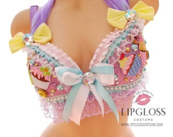 Candyland Cupcake Pastel Bra, Swirl, Custom candy bra, Wonderland, Pastel Gumdrop, Whimsical Sweet Tooth Fairy
