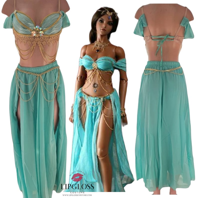 Mint Jasmine Princess Costume, Egyptian Princess Costume, Belly Dancer, Jasmine Costume, Sexy Women Costume, Sexy Princess Costume, image 1