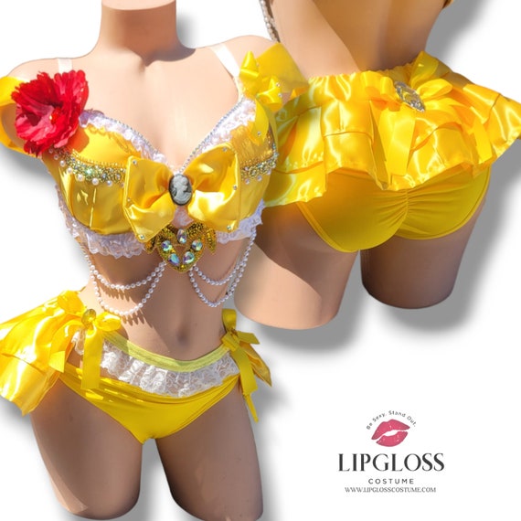 Belle Beauty Gelb Prinzessin Rave Outfit, Fee Festival Dessous Set, Sexy  Halloween Kostm, Burlesque, Coquette Cosplay Dessous - Etsy sterreich