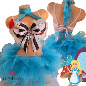 Blue Alice in Wonderland Costume with Tutu, Rave Outfit, Rave Wear, Rave Costume, Beyond Wonderland, Adult Woman Halloween Costume